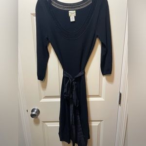 Viola black dress with silk waist tie medium